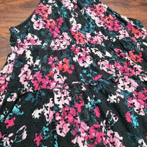Torrid Floral Halter Tiered Tank Top Black Multicolor Size 2X 100% Rayon - Picture 9 of 12